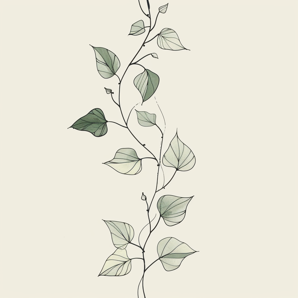 Pastel green vine leaves border