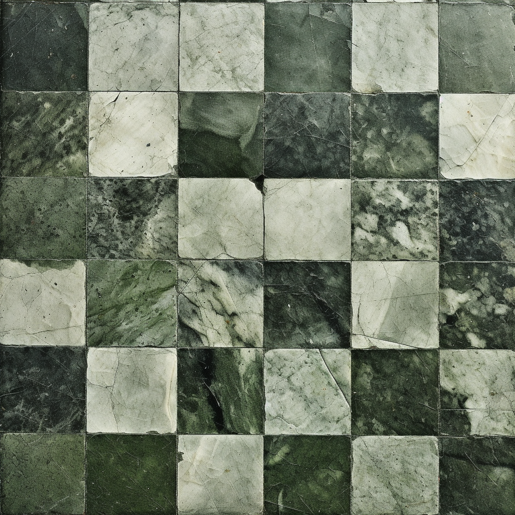 Green and white chequered stone texture