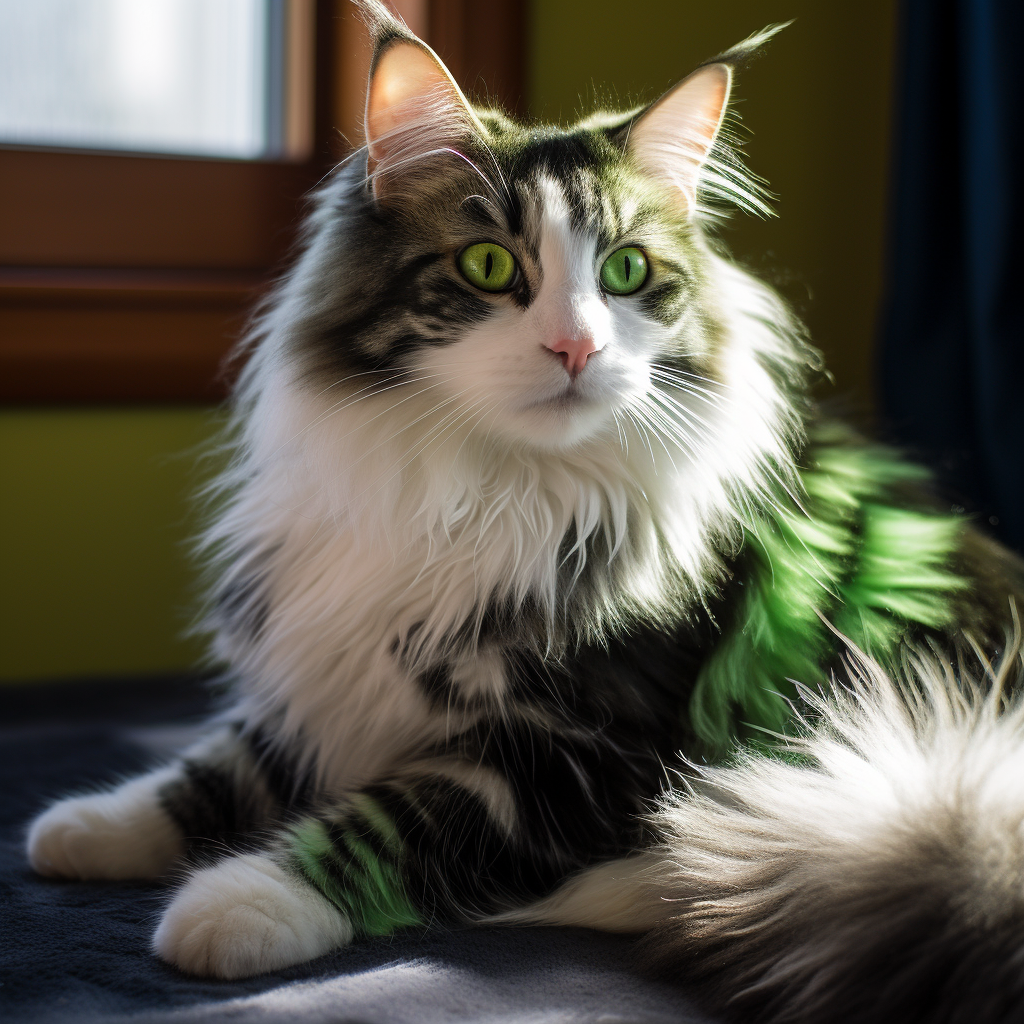 Adorable green and white tiger cat