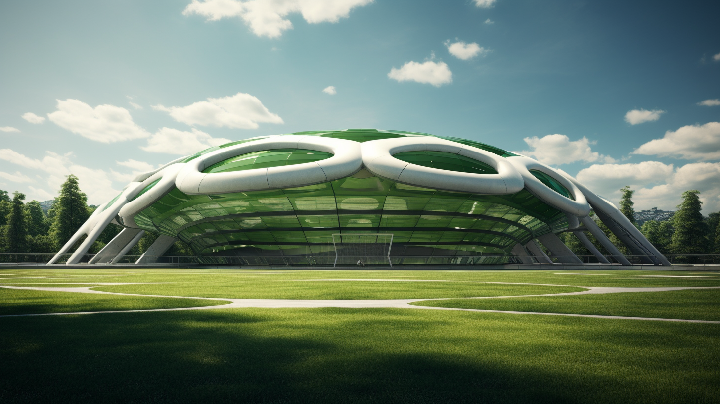 Realistic green and white soccer arena