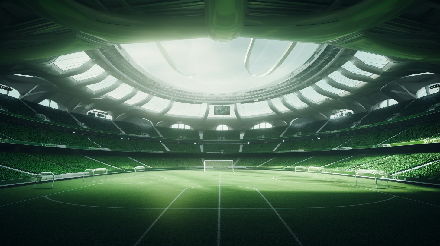 Green and white soccer arena