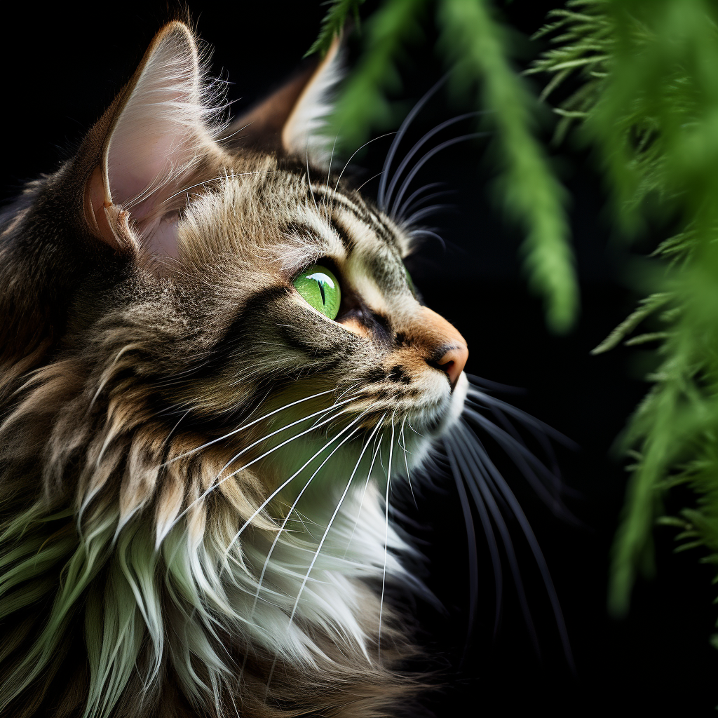 Beautiful green and white tiger-striped cat