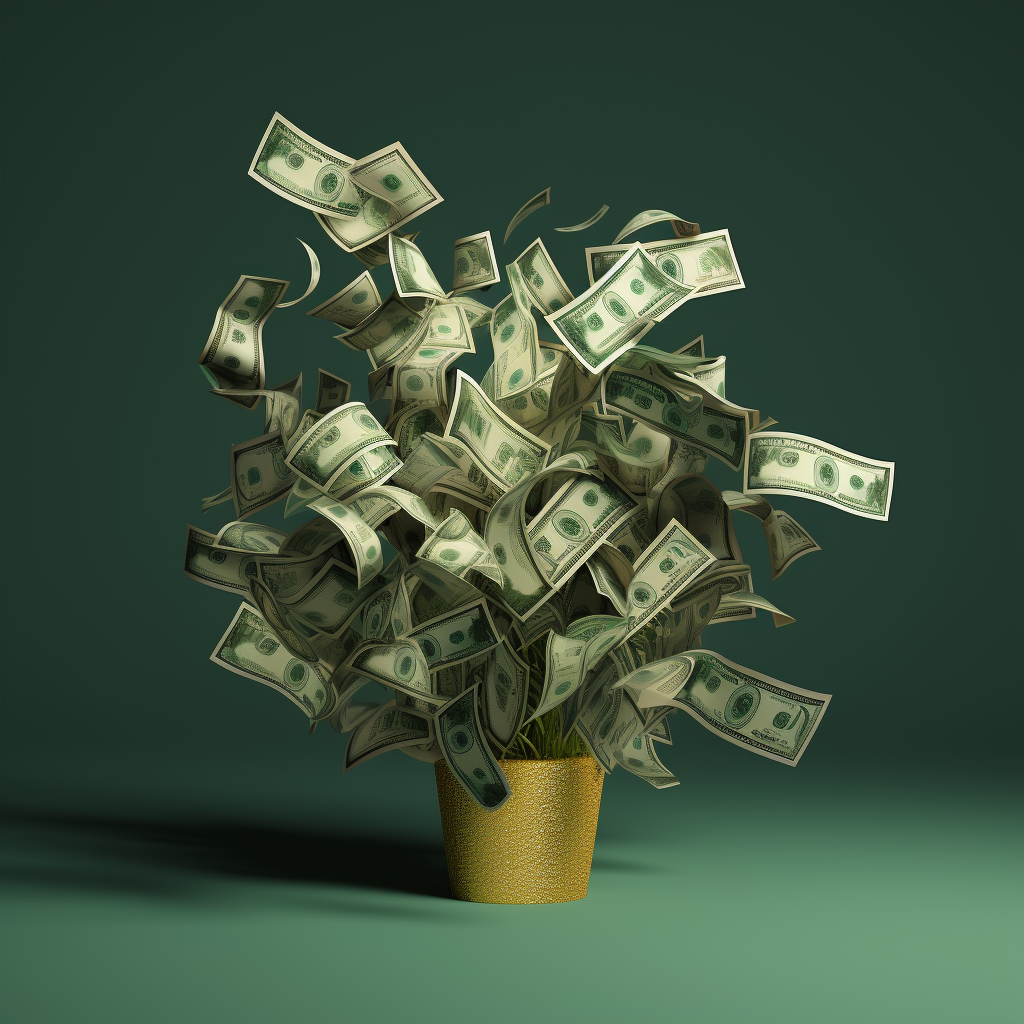 Bunch of Cash on Light Green Background