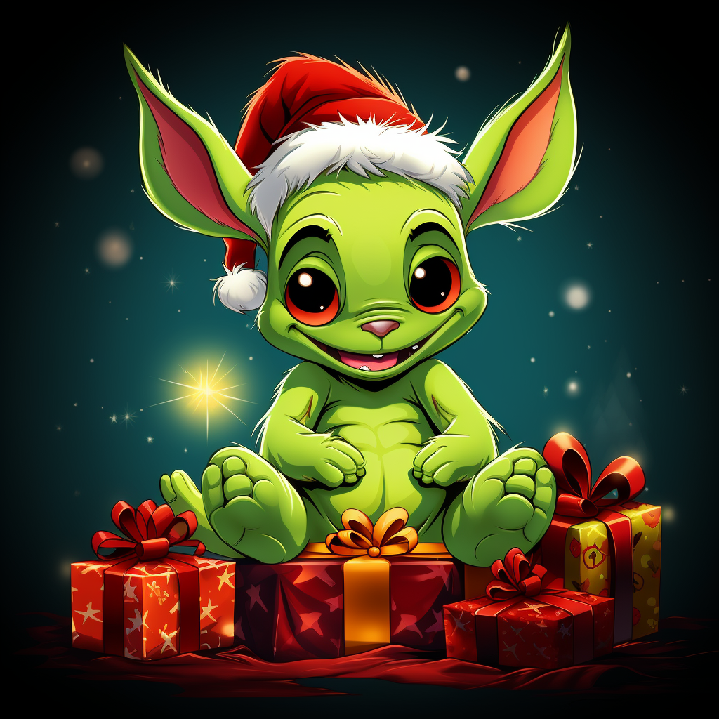 Green Stitch Grinch Santa Gifts