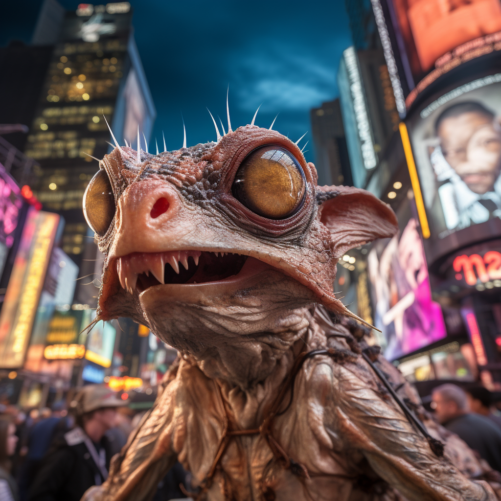 Gremlin visiting Time Square in HDR