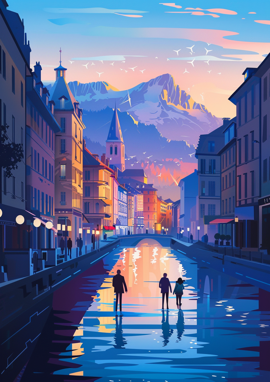 Modern Grenoble Flat Illustration