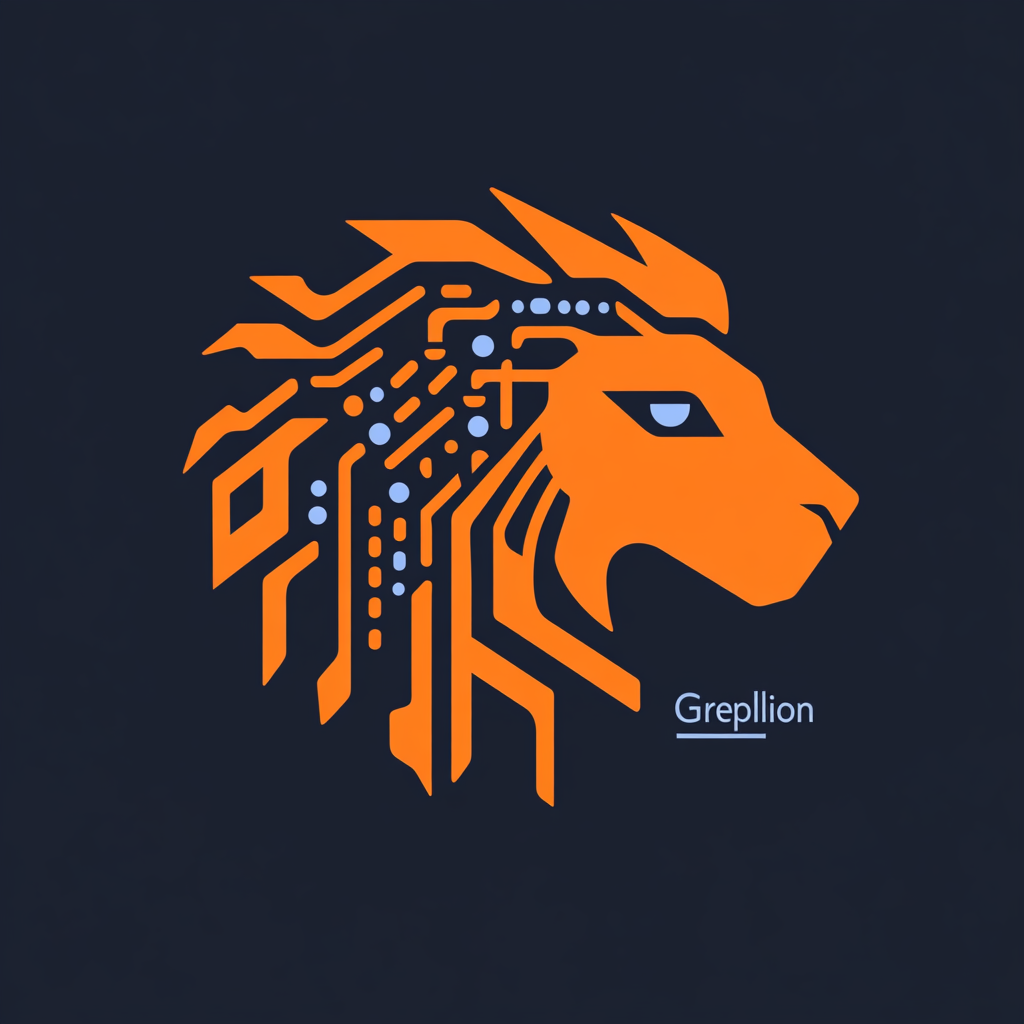 Lion head logo for Greplion