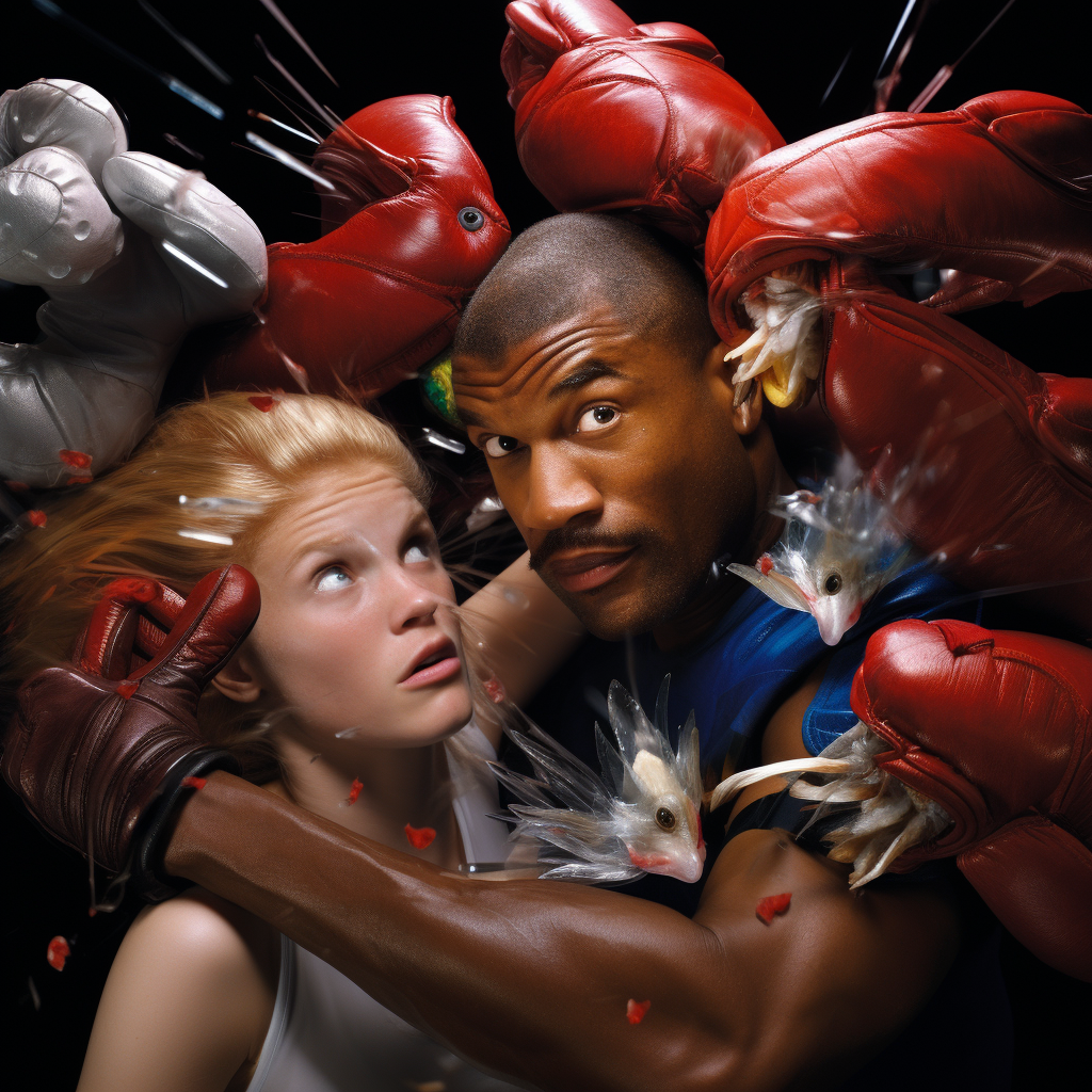 Greta Thungerb and Mike Tyson in a boxing match