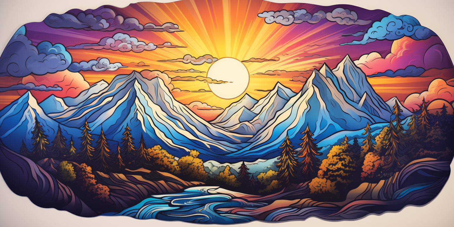 Beautiful mountain landscape with hydrascape sticker