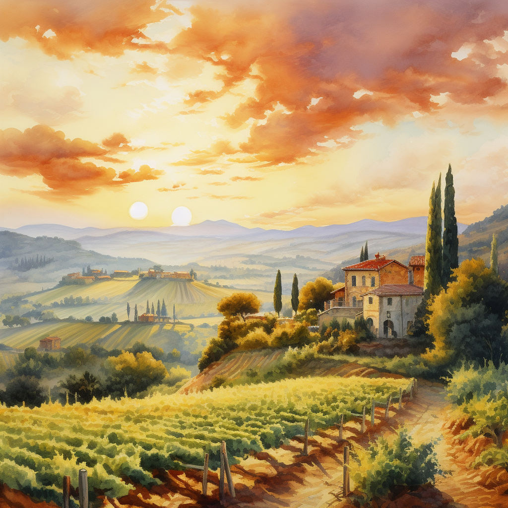 Sunset over Greve in Chianti