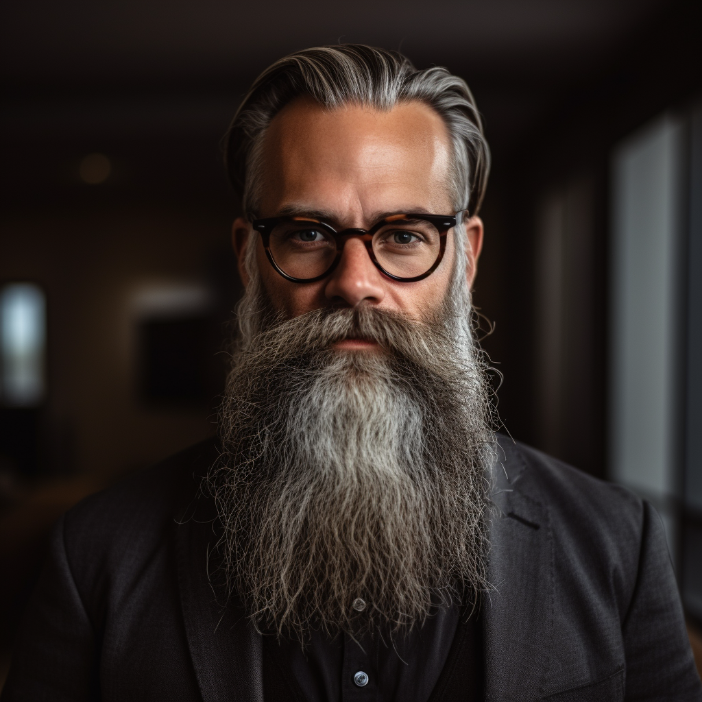 Stylish grey-bearded man with glasses