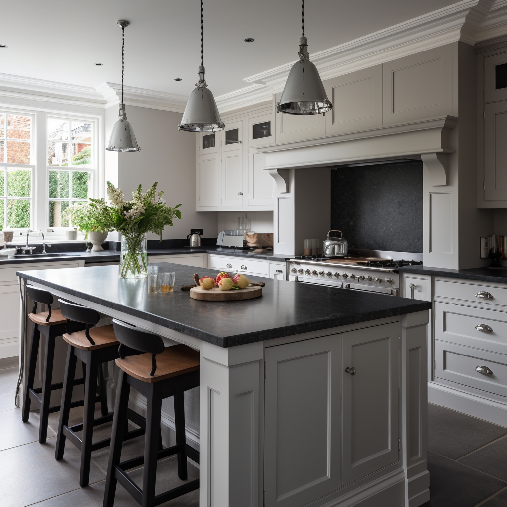 Grey Kitchen Island Dark Top