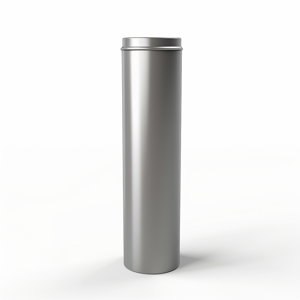 Grey metallic cardboard tube with lids