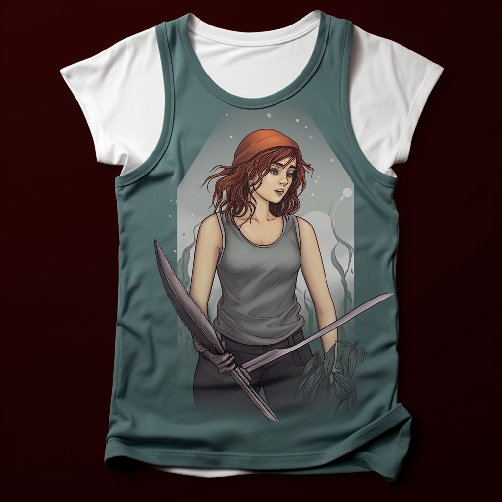 Stylish girl wearing grey tank top holding a knife