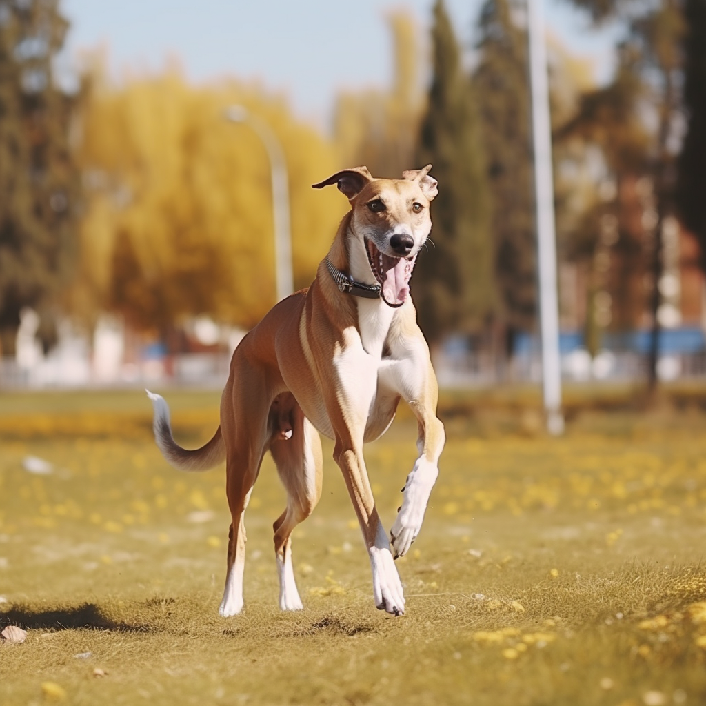 Running Greyhound Dog in Park