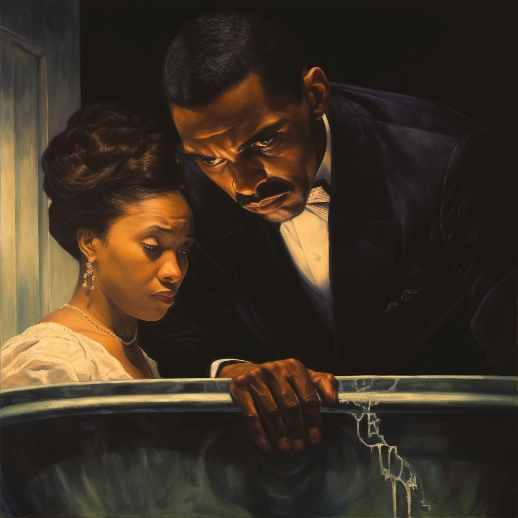 Grief-Stricken African American Parents by Bathtub