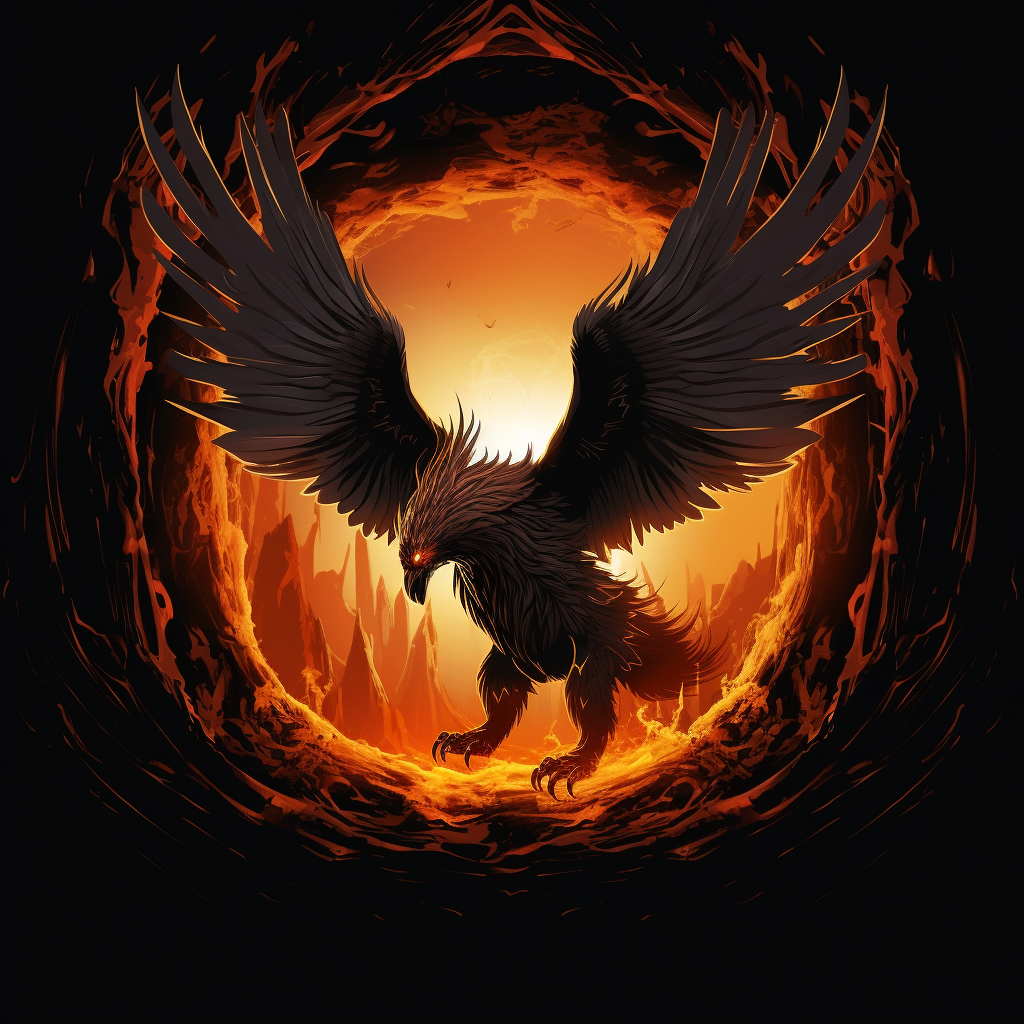 Griffin climbing out of dark hole logo