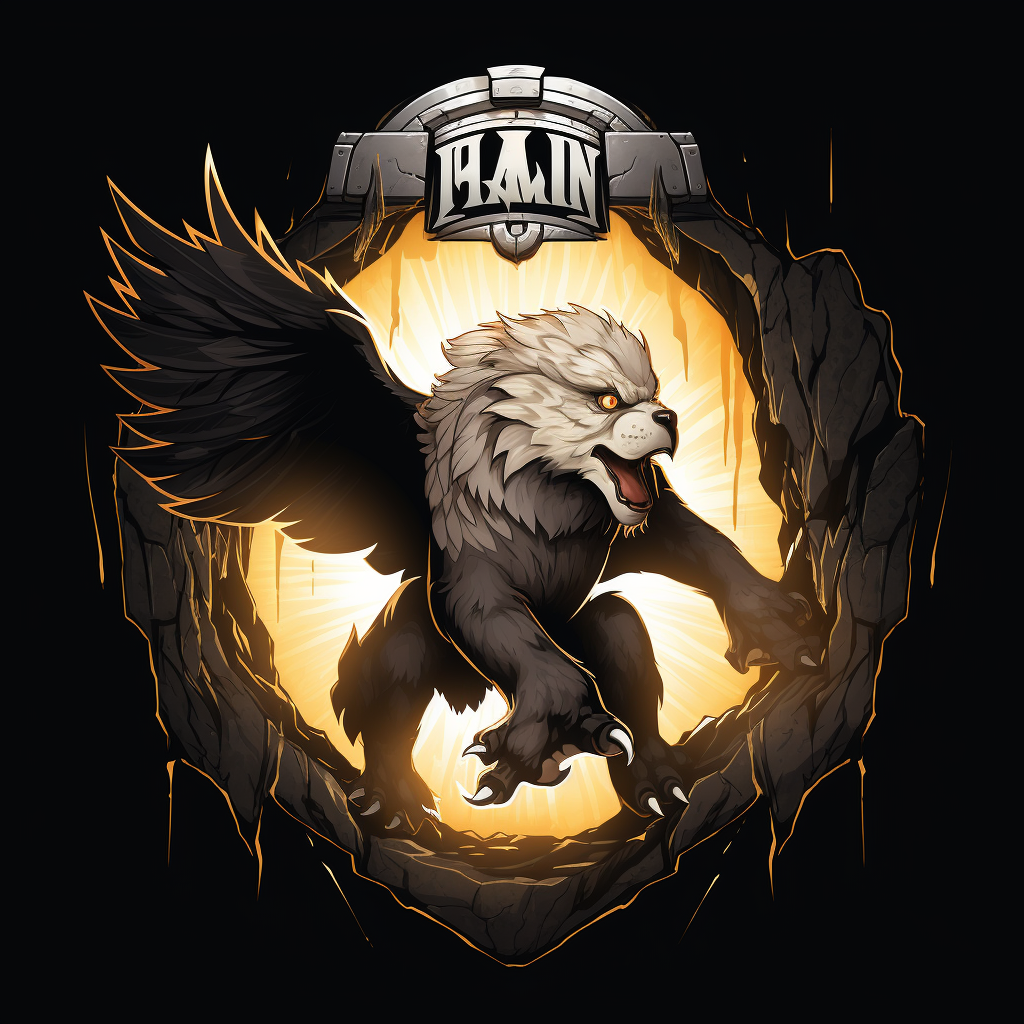 Realistic Griffin Climbing Out of Dark Hole Logo