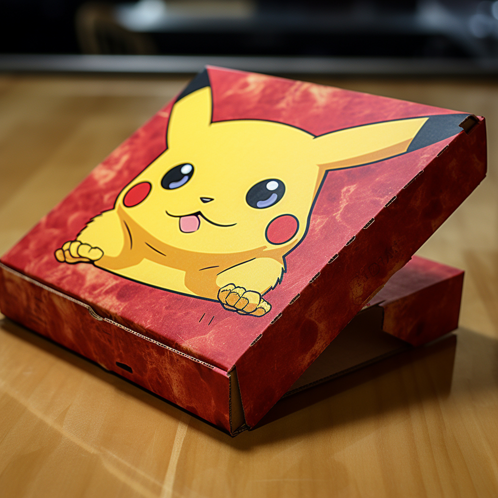 Sad Pikachu on Grilled Pikachu Pizza Box