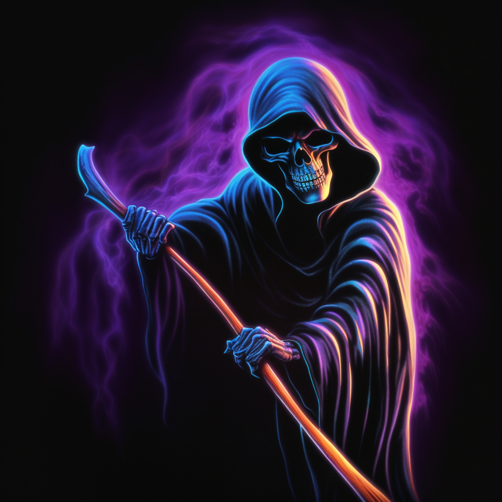 Grim Reaper in Retro Art Style