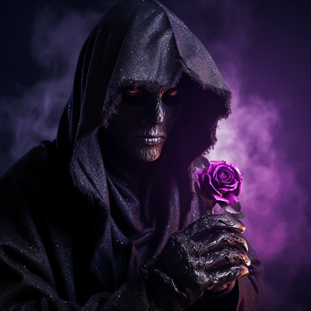 Grim Reaper with Sparkling Black Rose