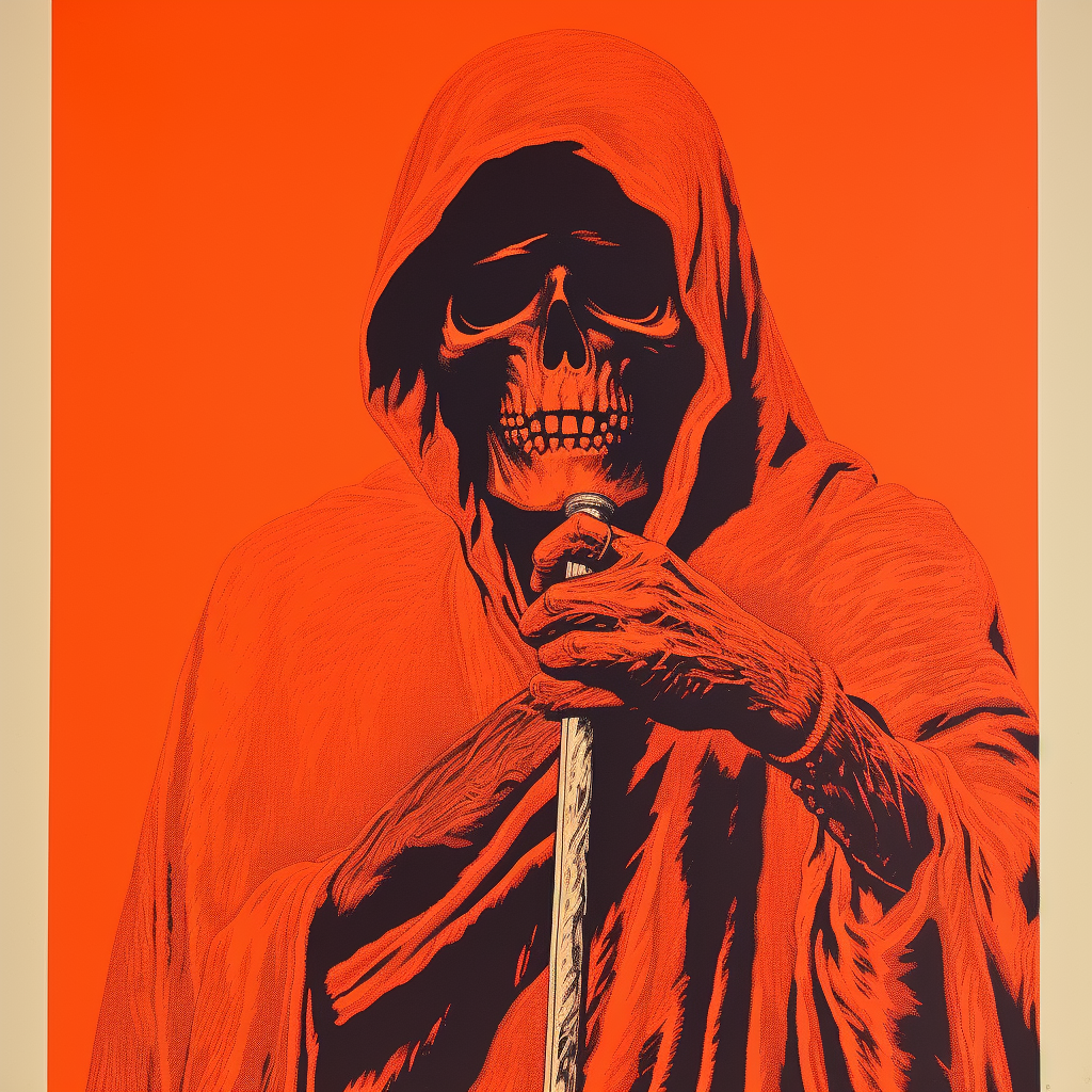 Grim Reaper illustration from the 1980s