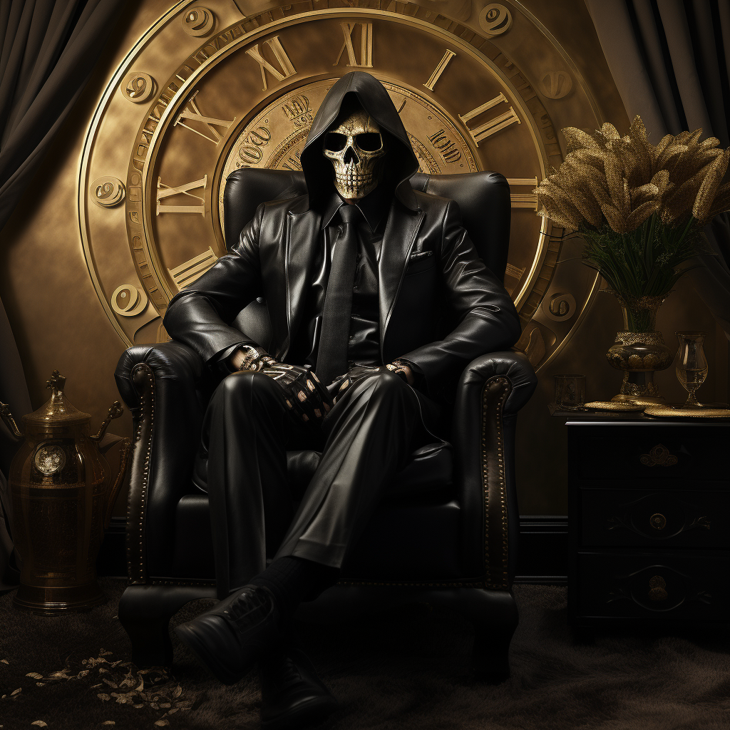 Photo of Grim Reaper in Leather Chair