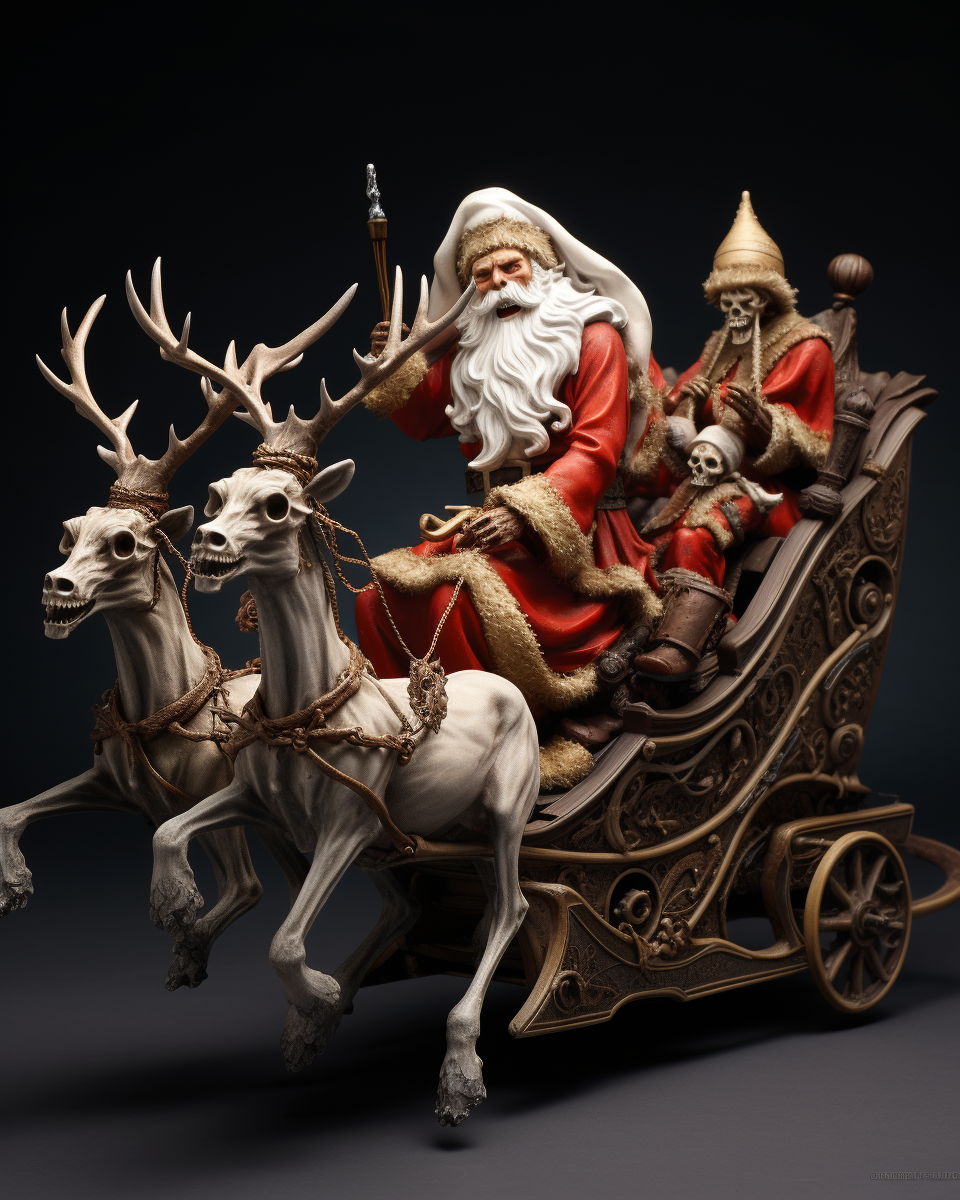 Grim Reaper Santa Sleigh and Reindeer