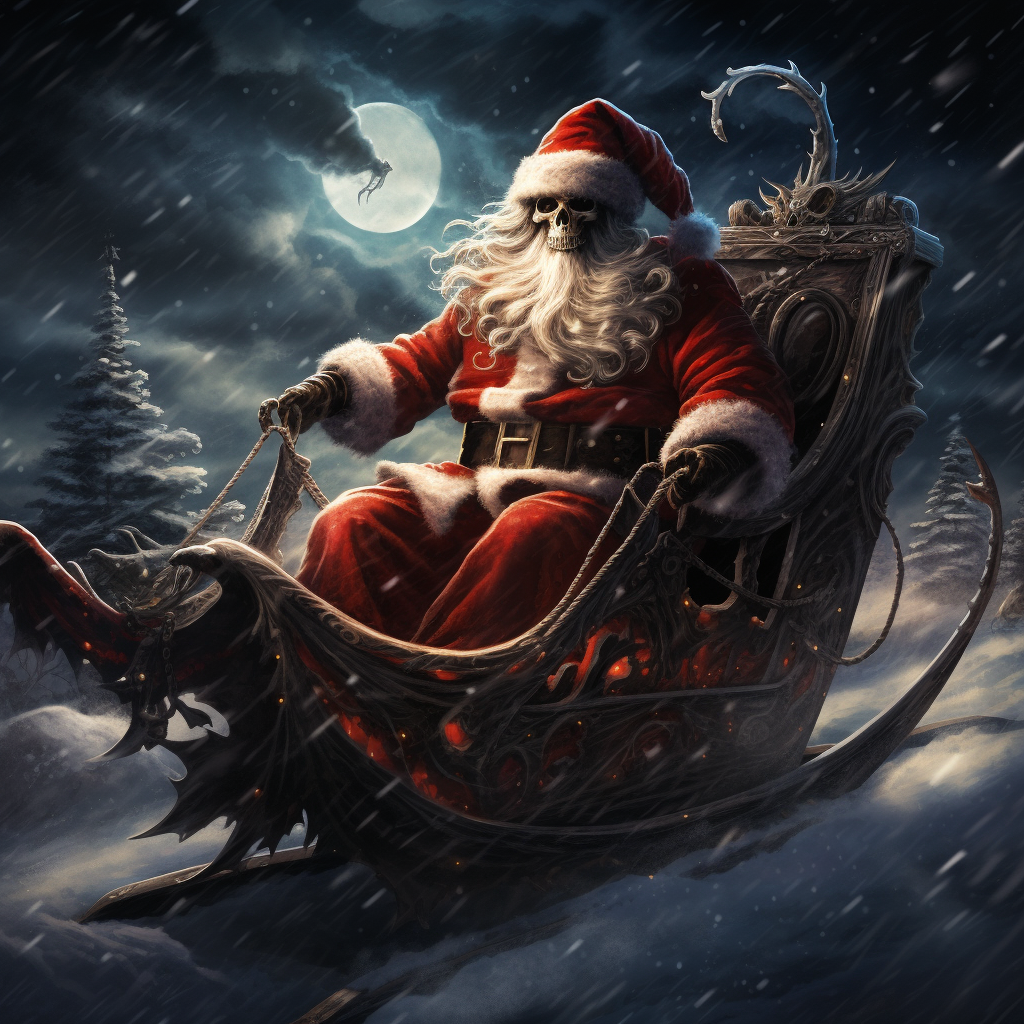 Grim Reaper Santa in Sleigh