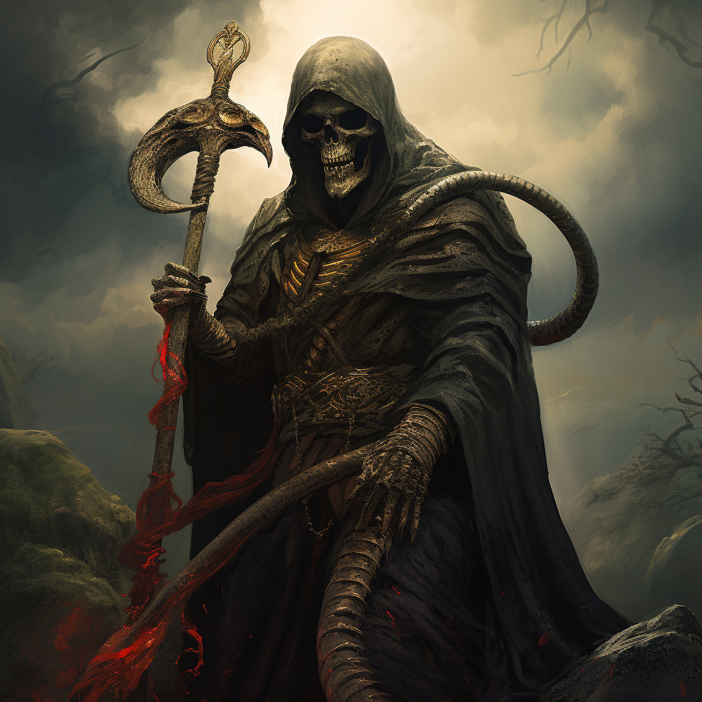 Dark and mysterious Grim Reaper with a Scythe