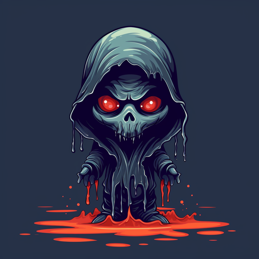 Melting grim reaper cartoon