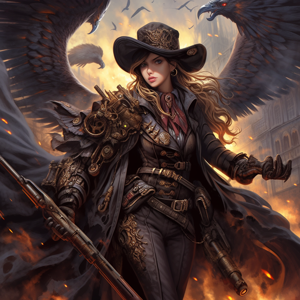 Detailed grimdark steampunk dungeons and dragons aven image