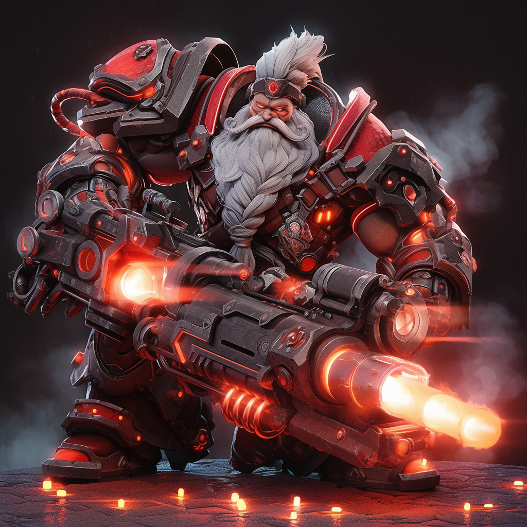 Enhanced dwarf gunner in aetherpunk fantasy world