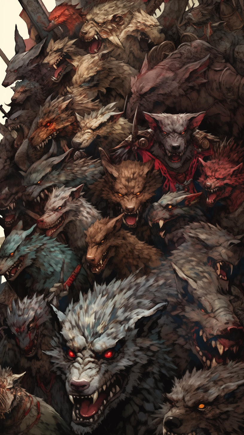 Menacing grimdark horde of monstrous beasts