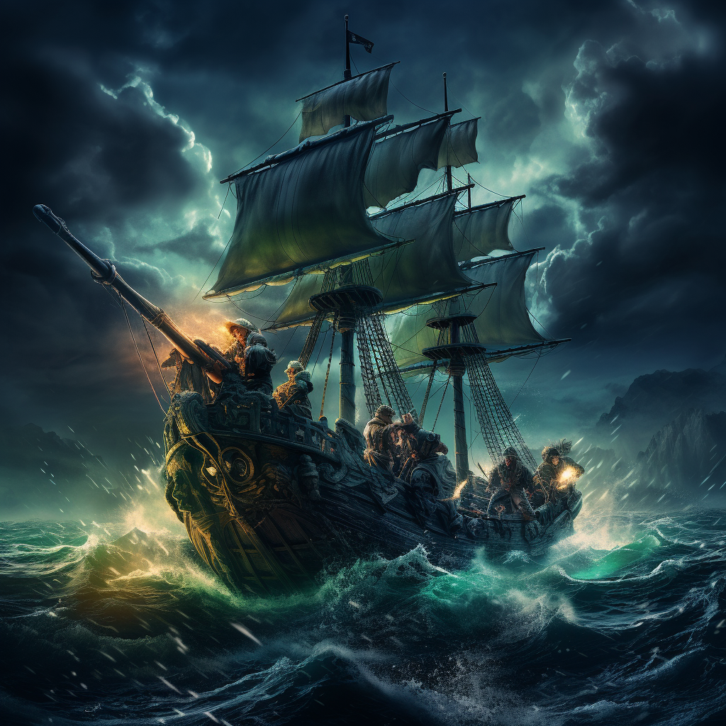 Goblin Pirate Captains on Stormy Sea