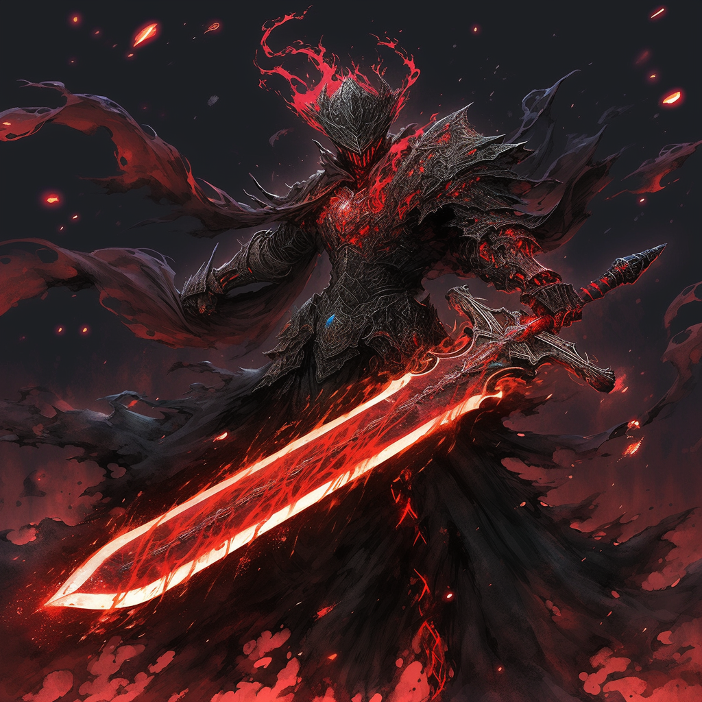 Powerful grimdark sensei villain with a huge magic knife