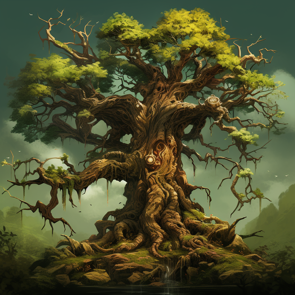 Grimdark mystic primordial ageless oak treant artwork