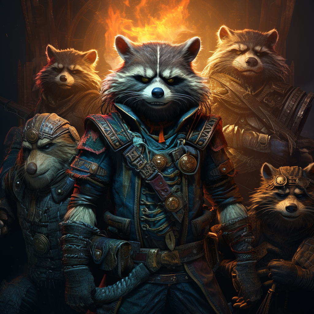 Anthropomorphic raccoon headhunters in a grimdark fantasy world