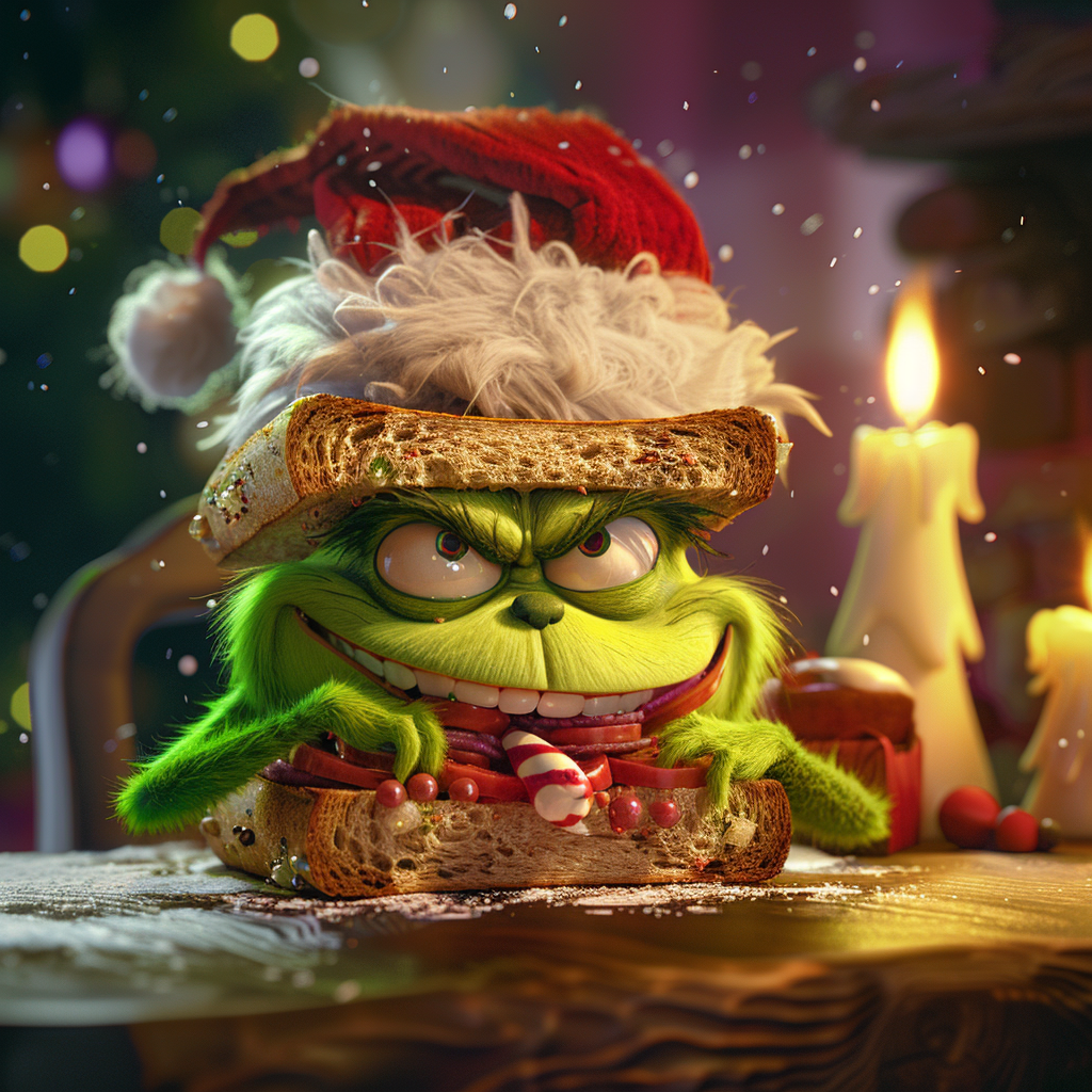 Grinch sandwich at festive feast