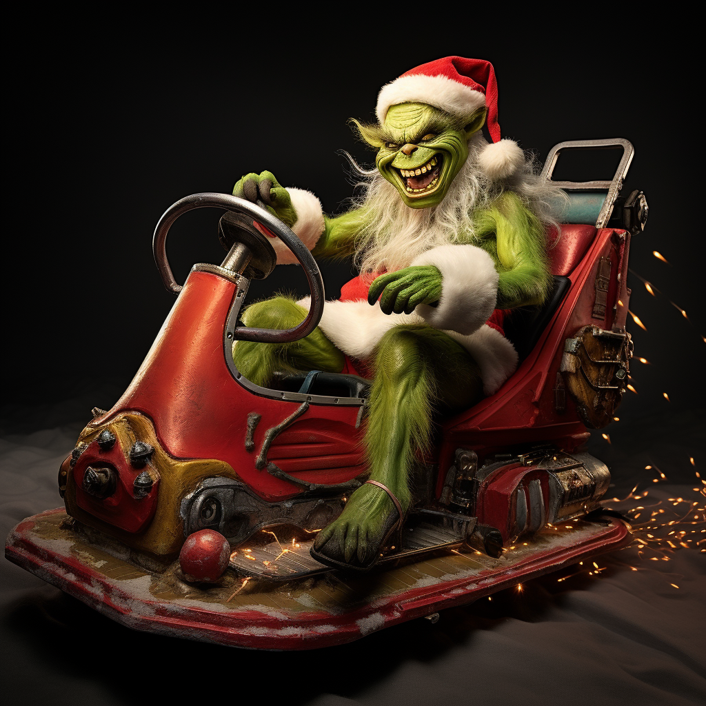 Grinch stealing Santa's sleigh