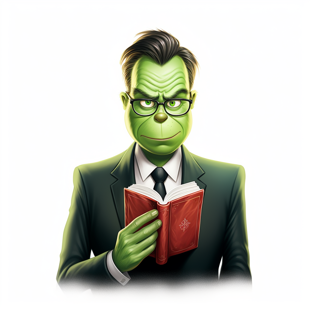 Grinch with Disgust Holding Closed Book