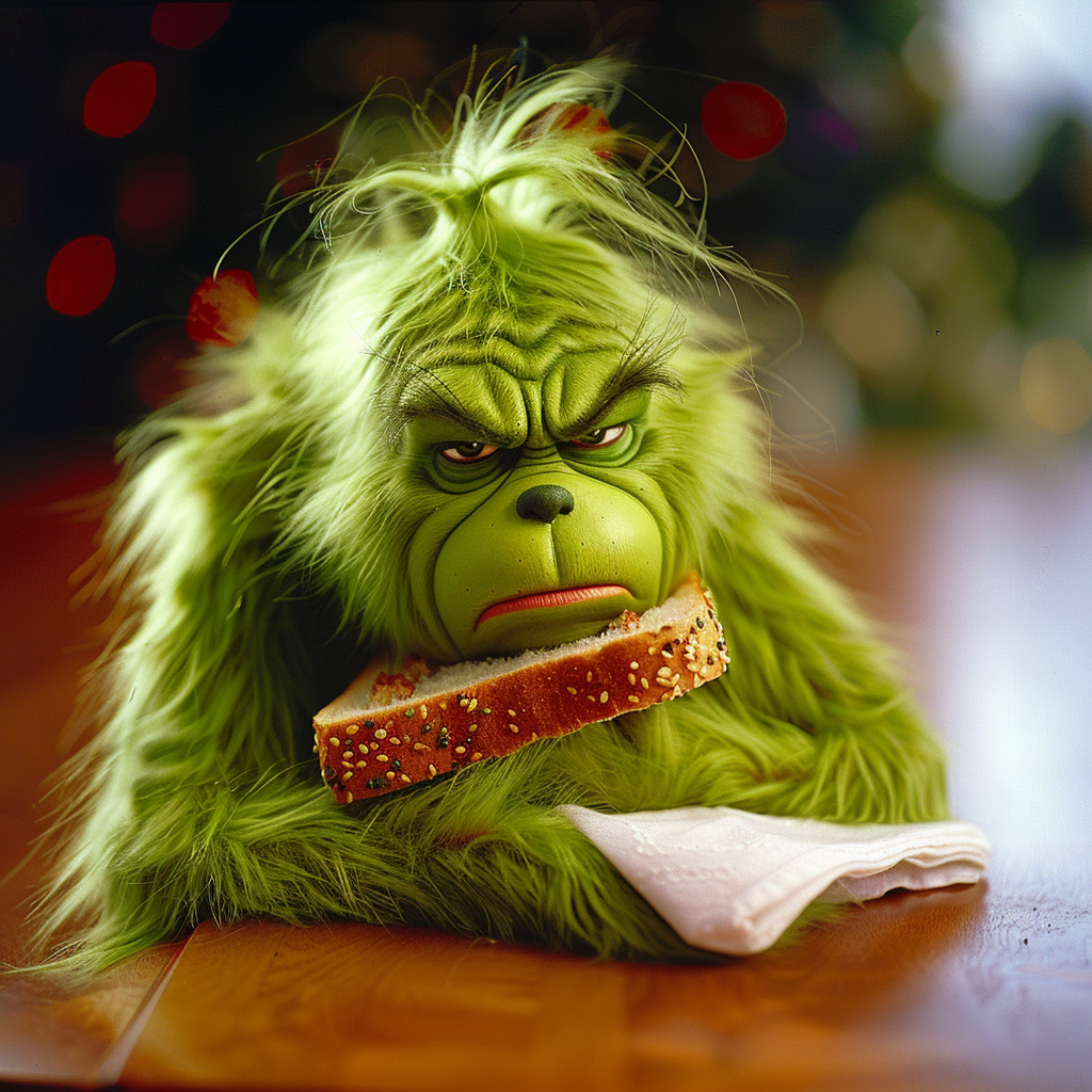 Grinch sandwich in book setting