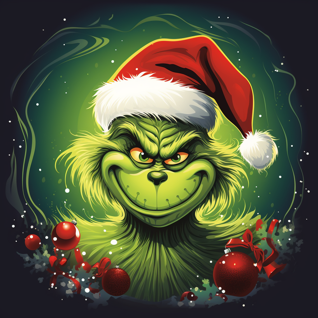 Wide-angle Grinch vector at Christmas