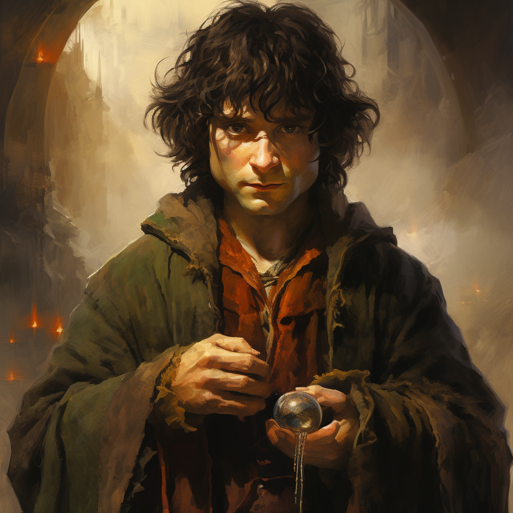 Frodo Baggins tempted by the One Ring