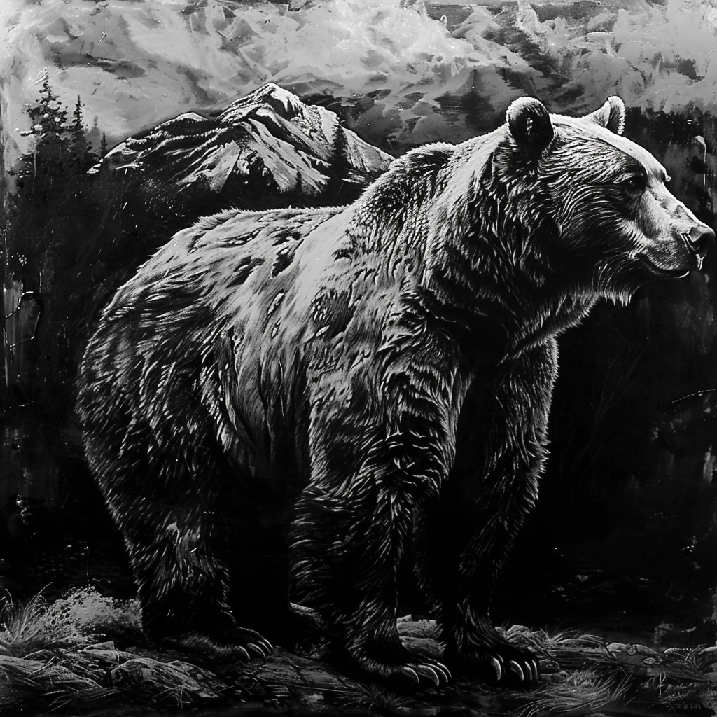 Grizzly Bear in Black and White