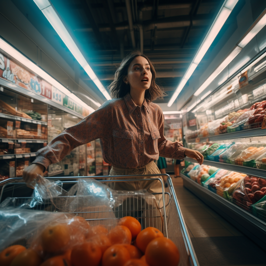 Person dancing in grocery store