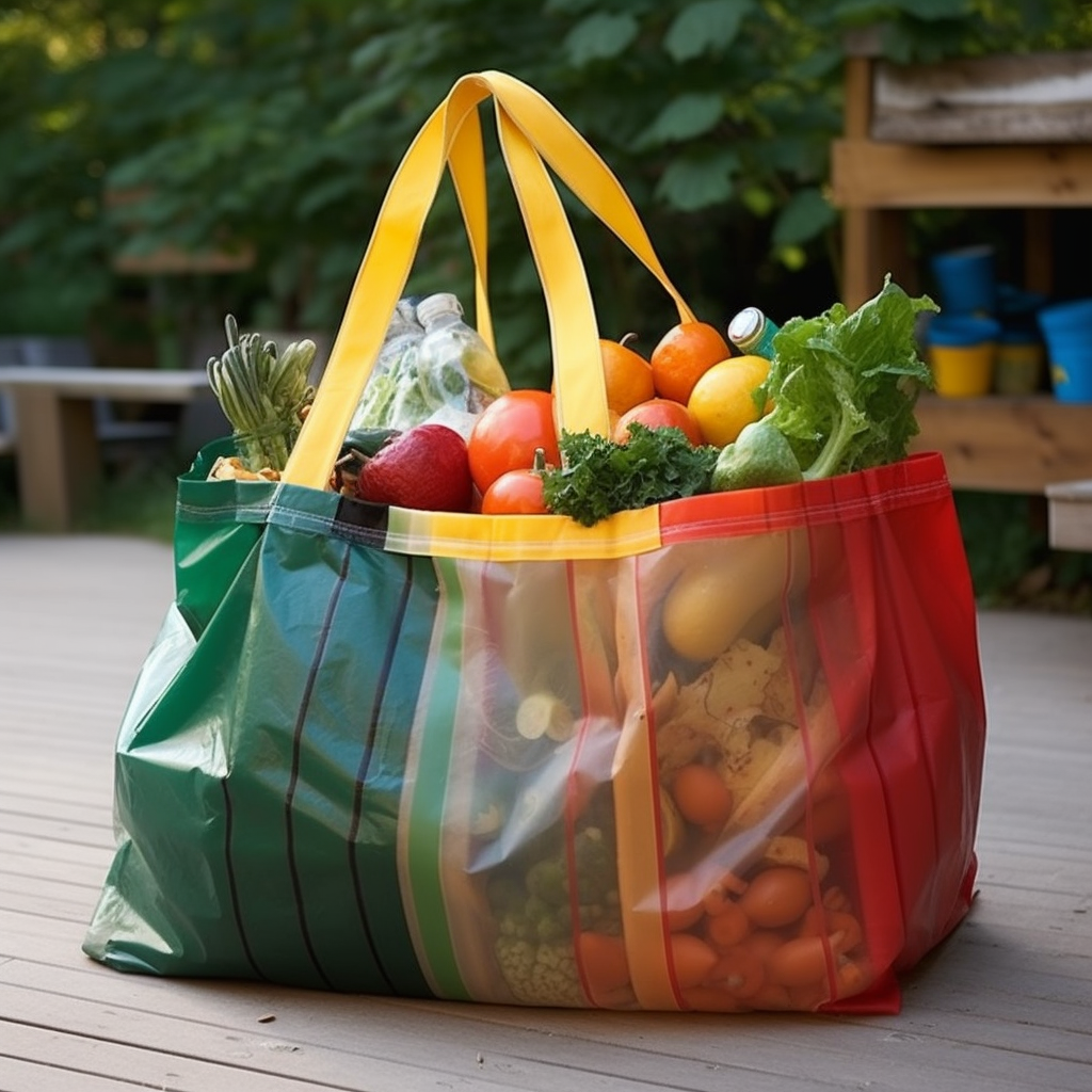 Colorful Grocery Bag Designs with Tarp Scraps