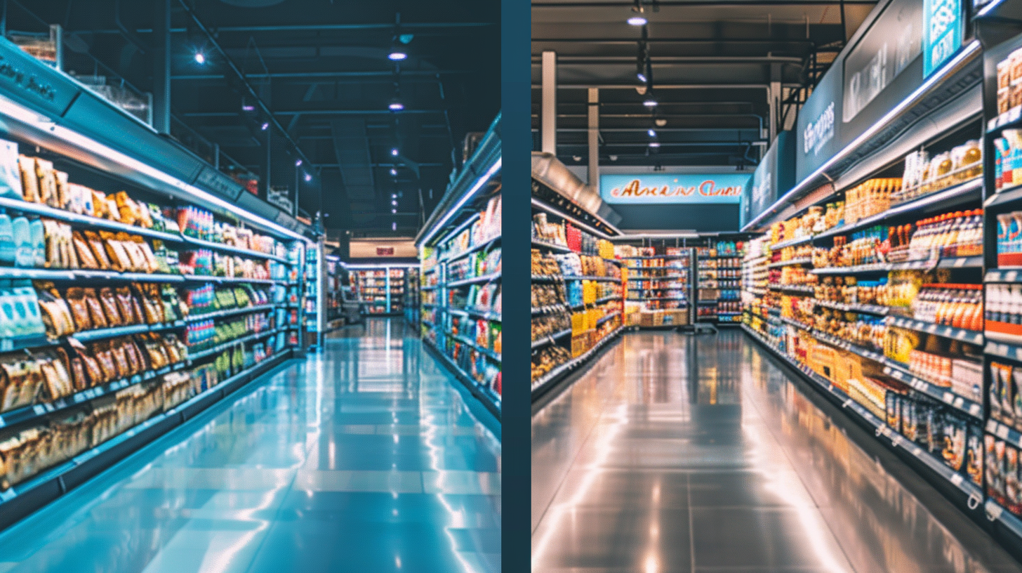 Grocery Store Aisle Blue