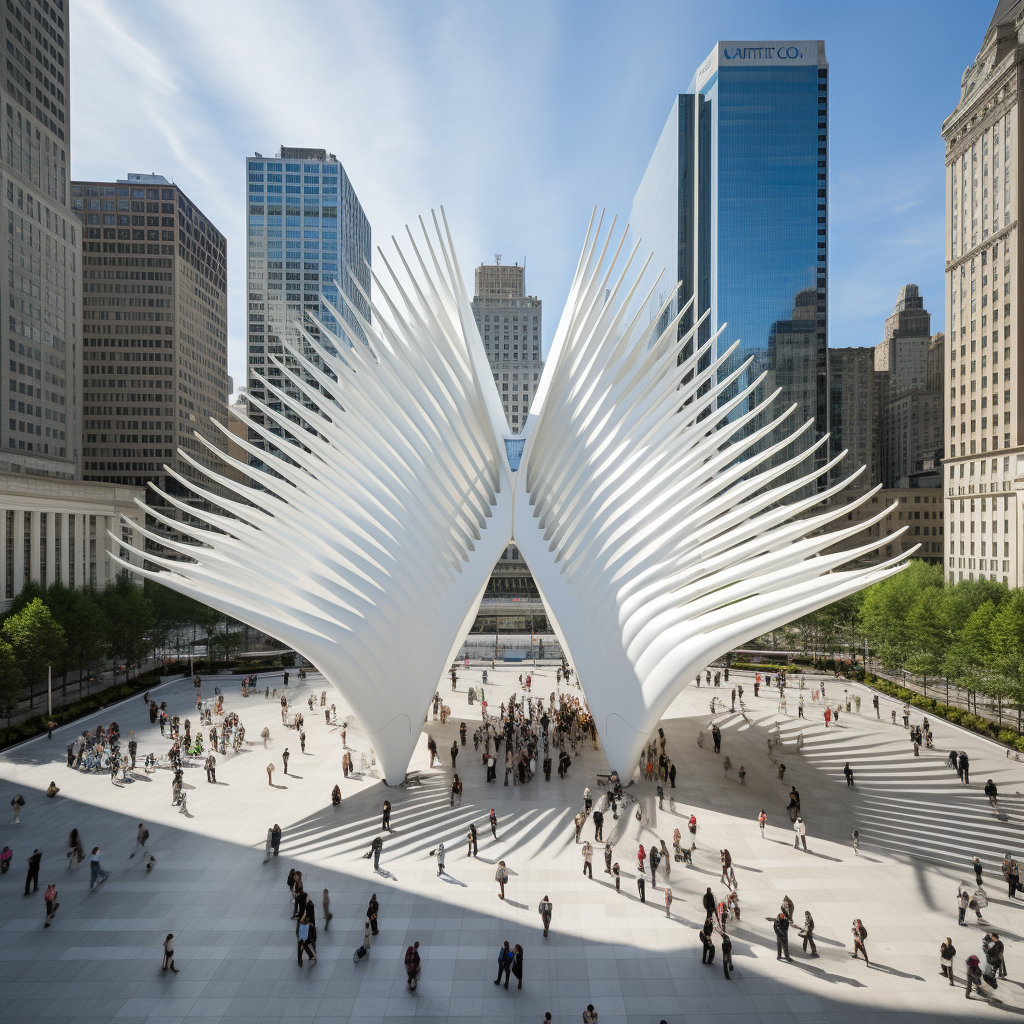 White dove taking flight at Ground Zero memorial