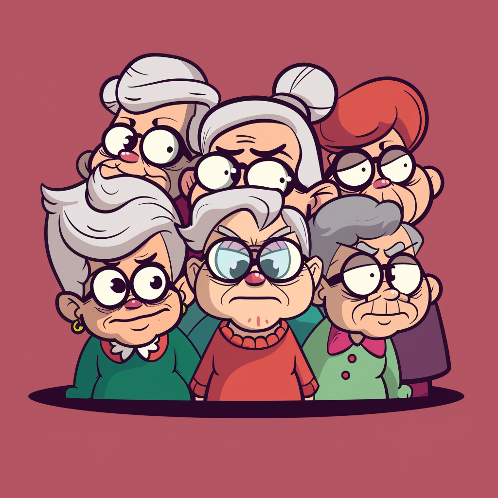 Group of Grandmas Cartoon Style